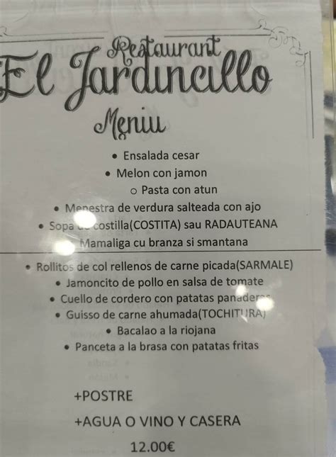 el jardincillo menú|Restaurante: El Jardincillo 